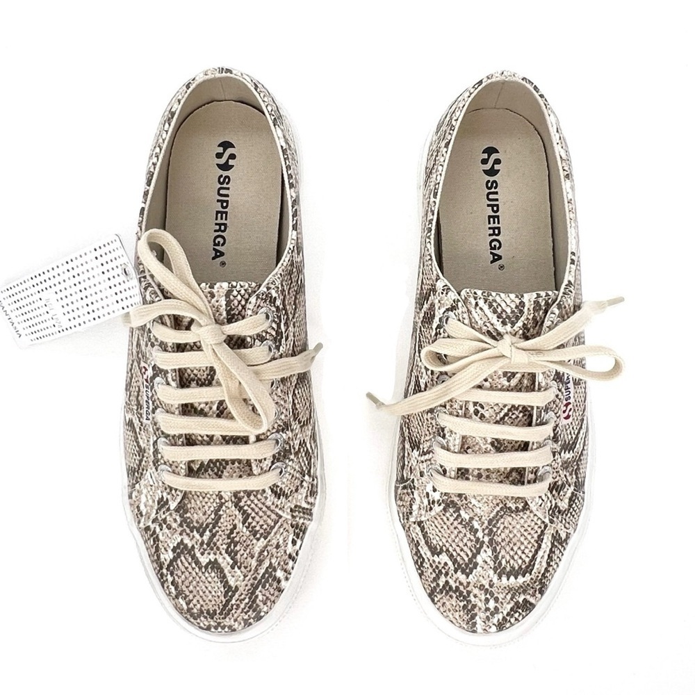 Superga 2750 Snake Print Low-Top Sneakers in Beige and Brown - Picture 4 of 13